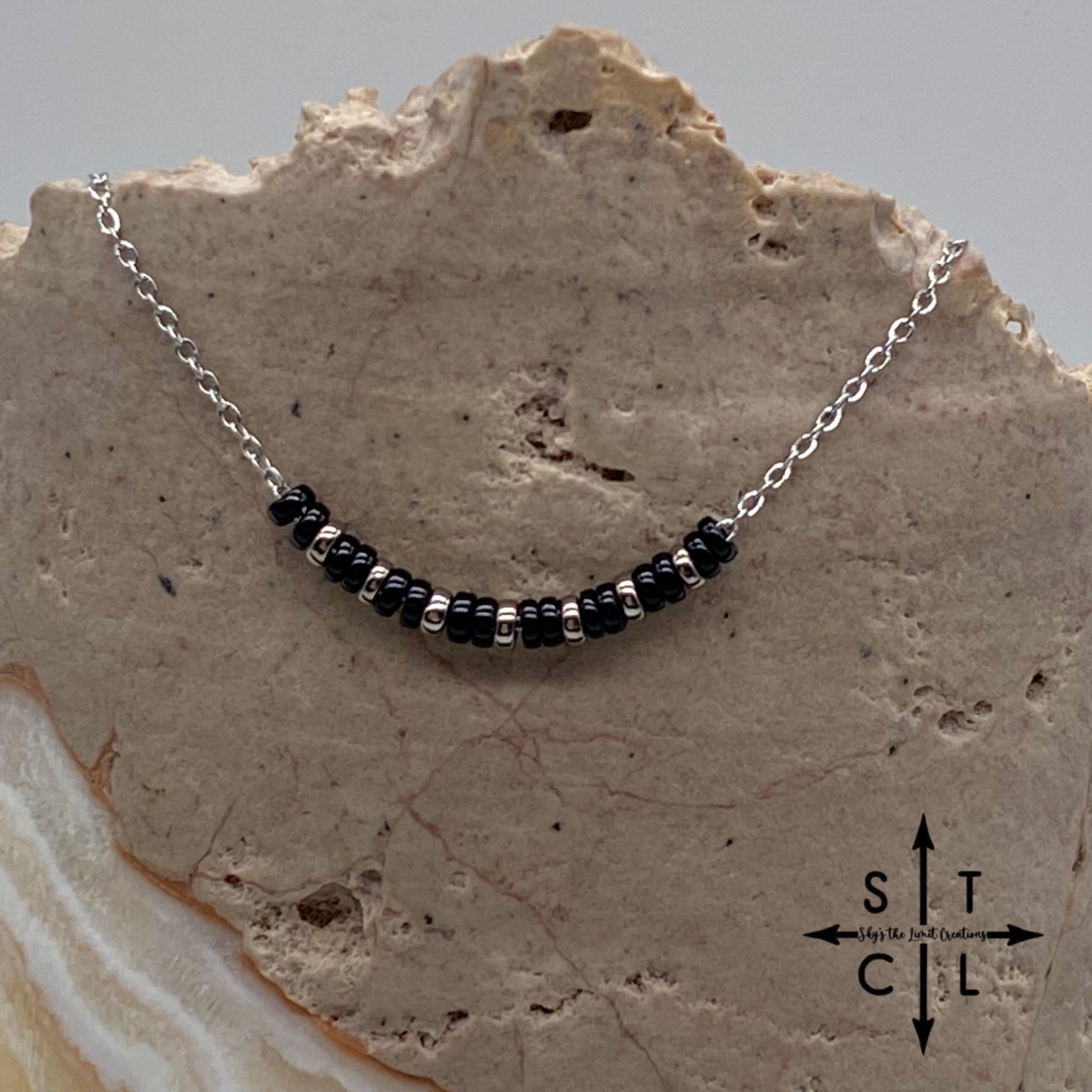 Black Gunmetal Silver No Charm Necklace