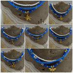 Load image into Gallery viewer, Frosted Blue White Gold Stretchy Anklet

