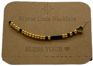 Morse Code Necklace BLESS YOUR🖤 Gold