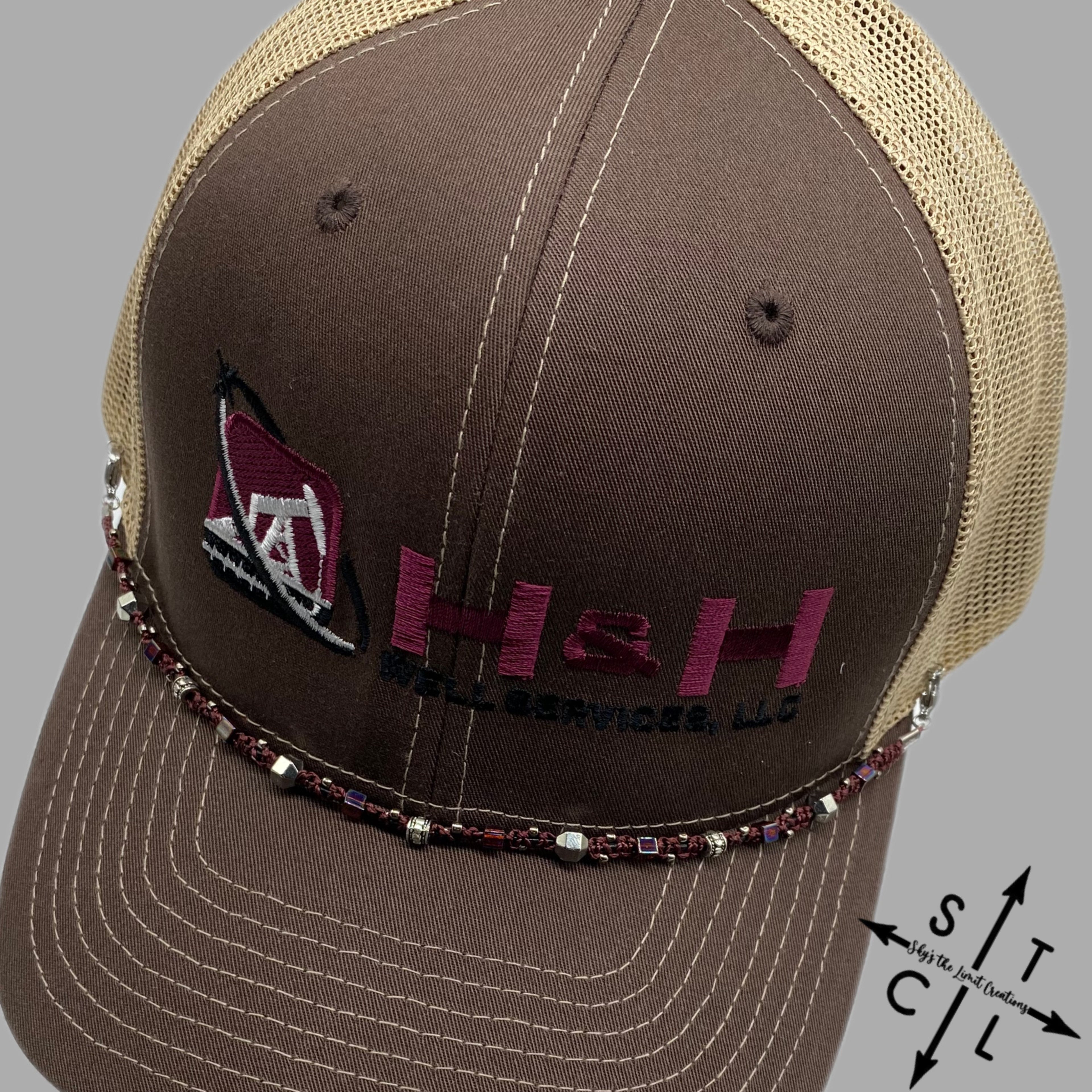 Maroon AB Silver Gun Metal Silver Trucker Hat Chain