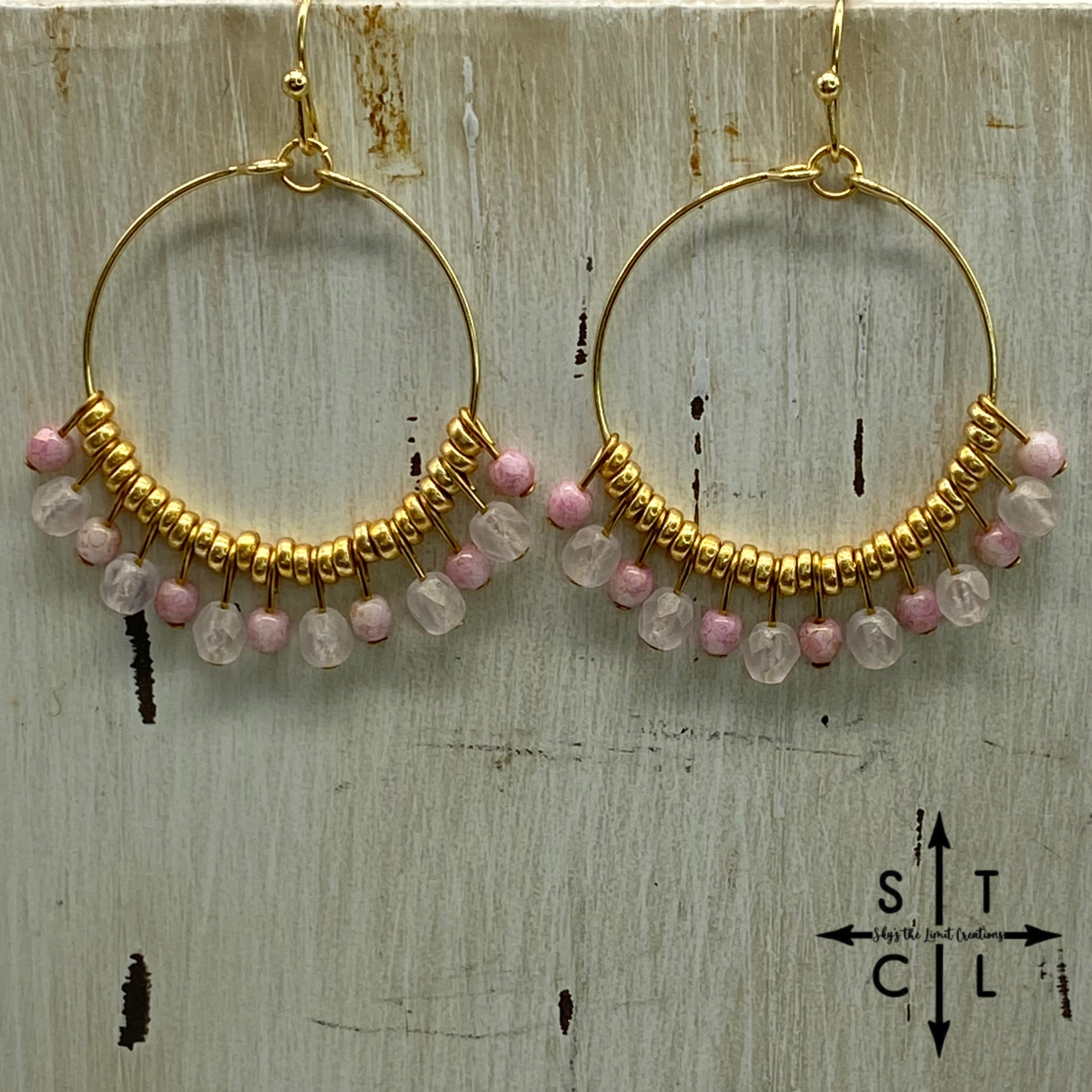 Light Pink Clear Matte On Gold Rebecca Earrings