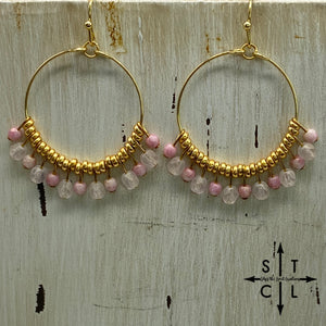 Light Pink Clear Matte On Gold Rebecca Earrings