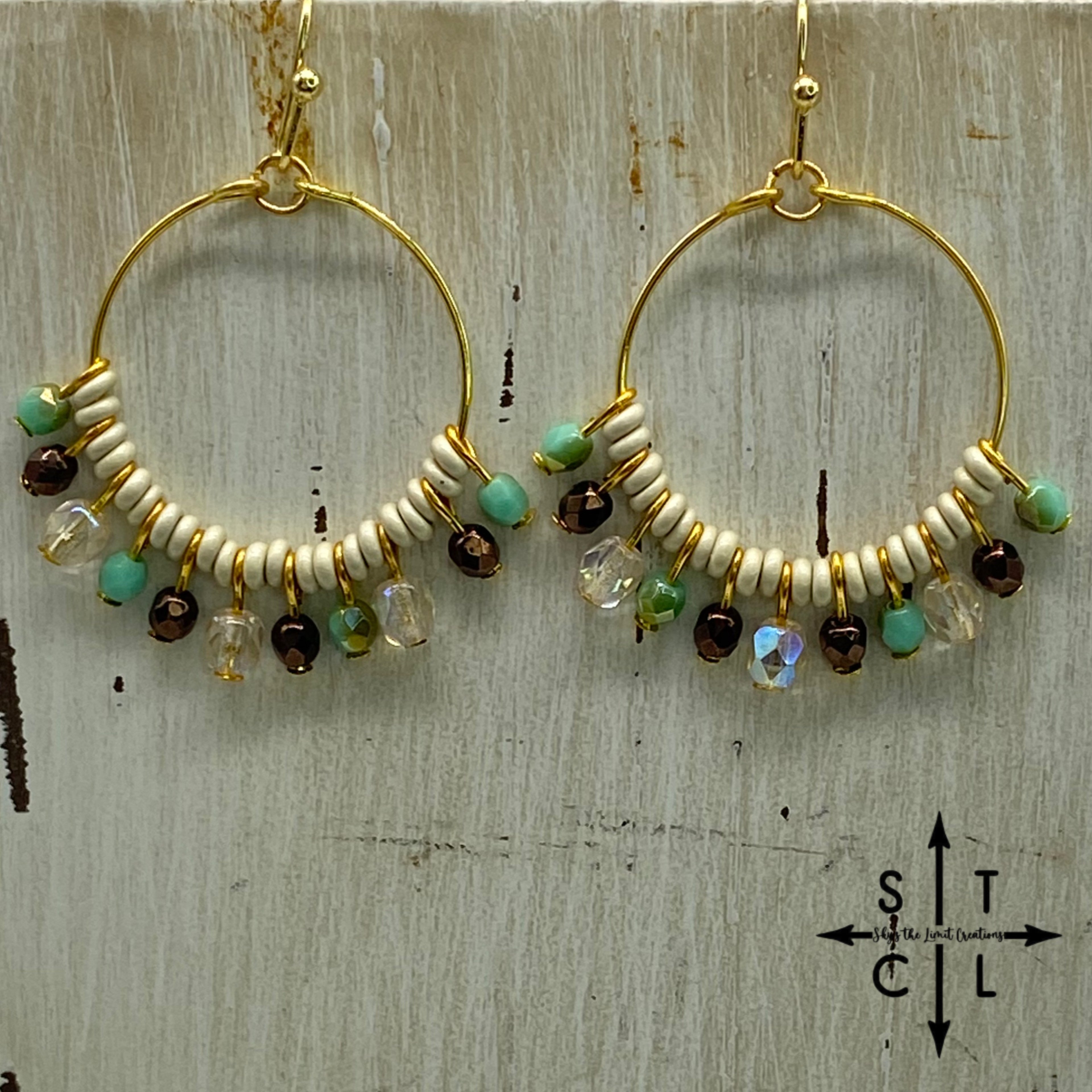 Rebecca Mini Earrings Light Turquoise Brown Clear AB