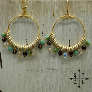 Rebecca Mini Earrings Light Turquoise Brown Clear AB