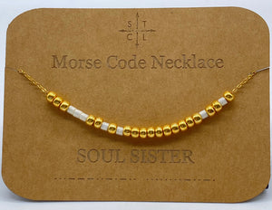 Morse Code Necklace SOUL SISTER Gold