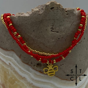 Red Gold Stretchy Anklet