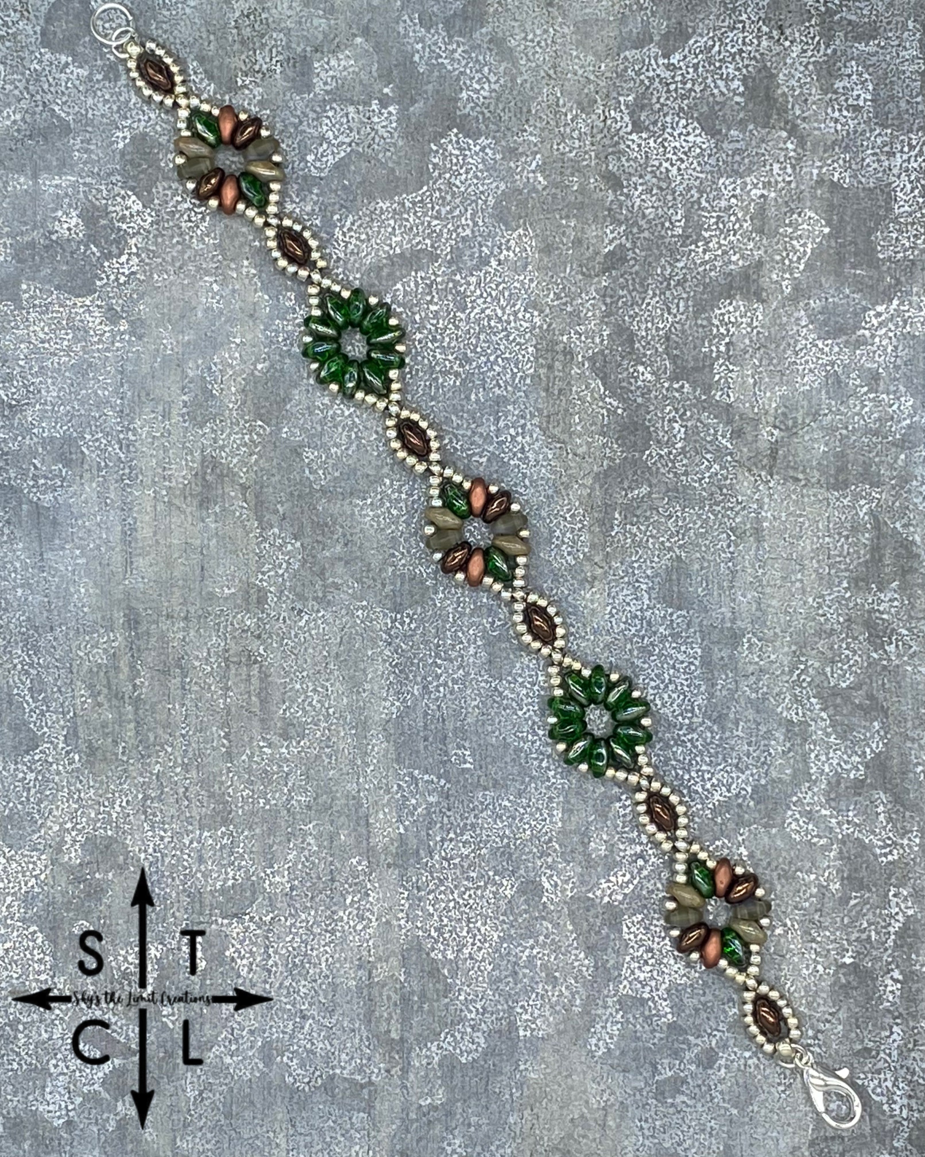 Green Copper Brown Olive  Silver Dallis Bracelet