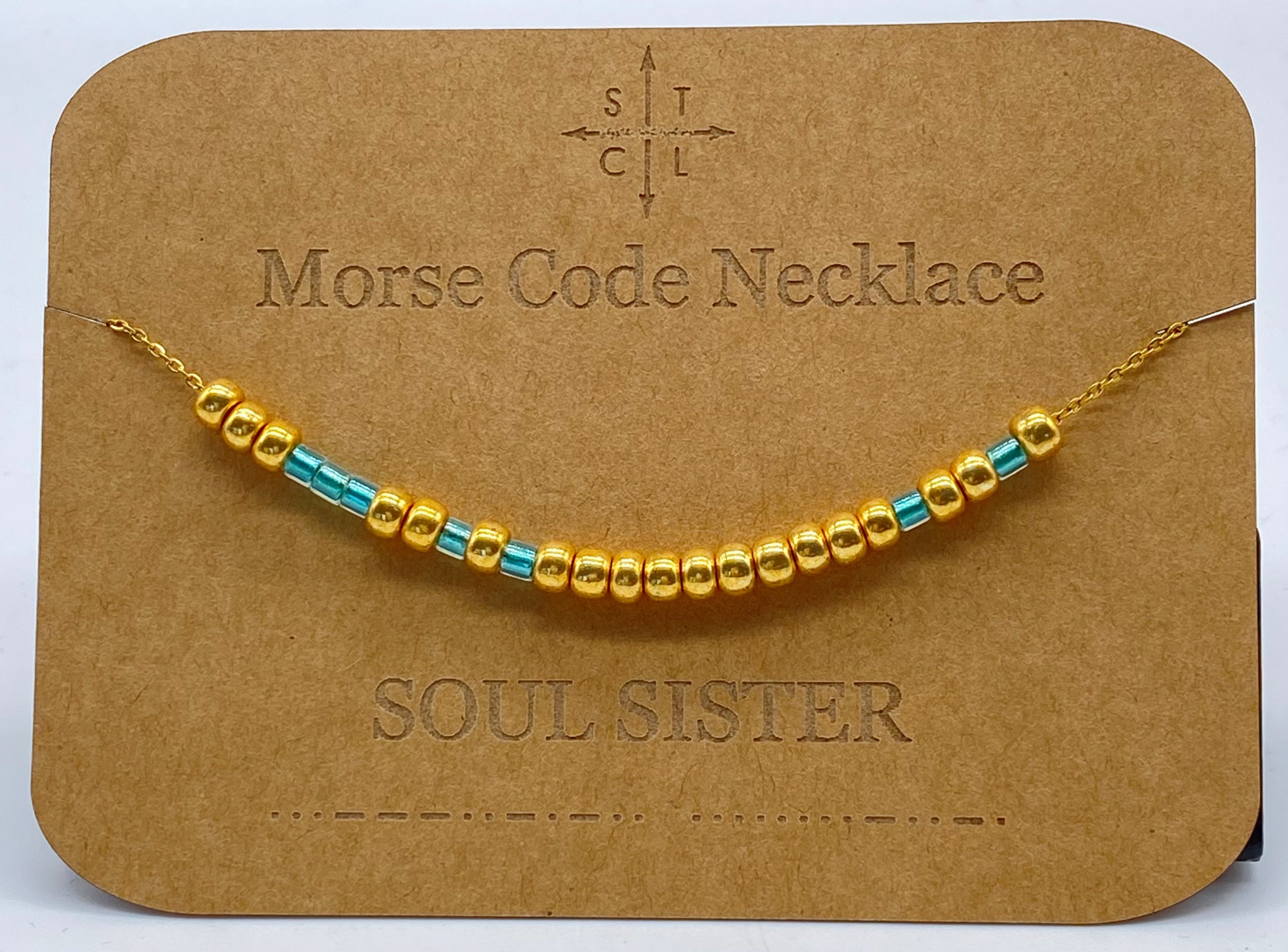 Morse Code Necklace SOUL SISTER Gold