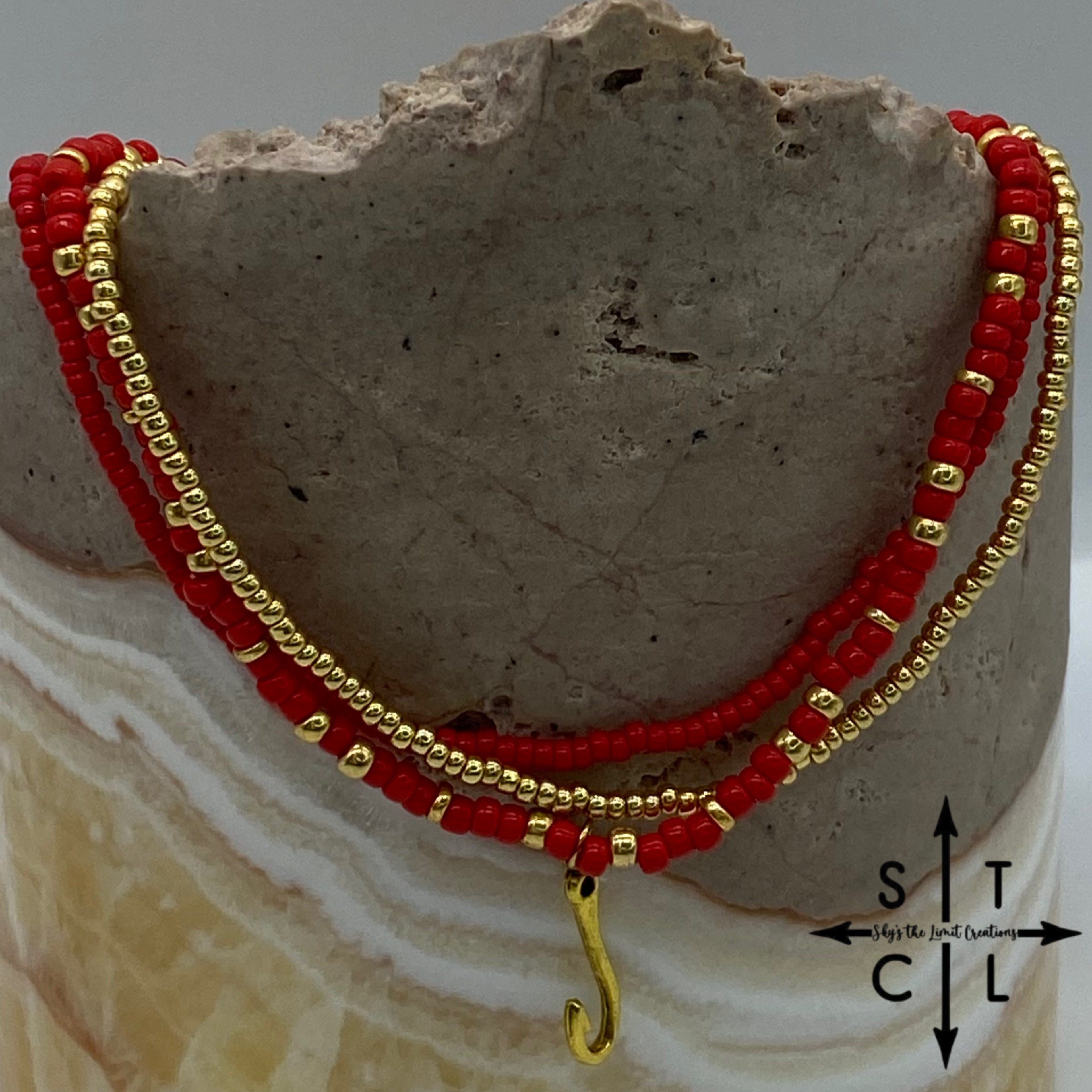 Red Gold Stretchy Anklet