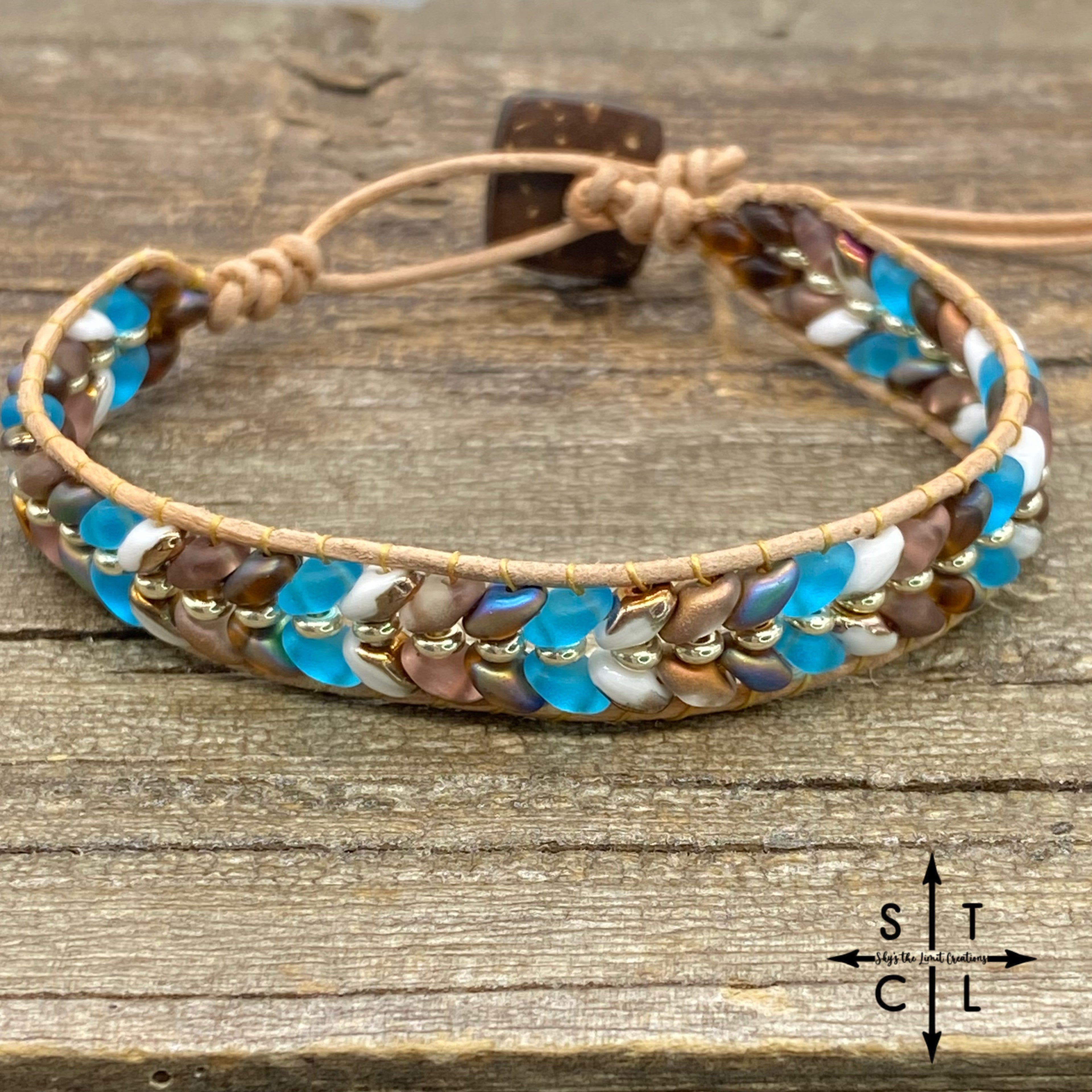 Christine Brown Clear Turquoise  White Bracelet