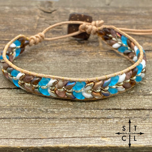 Christine Brown Clear Turquoise  White Bracelet