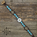 Load image into Gallery viewer, White Turquoise Gunmetal SIlver Daisy
