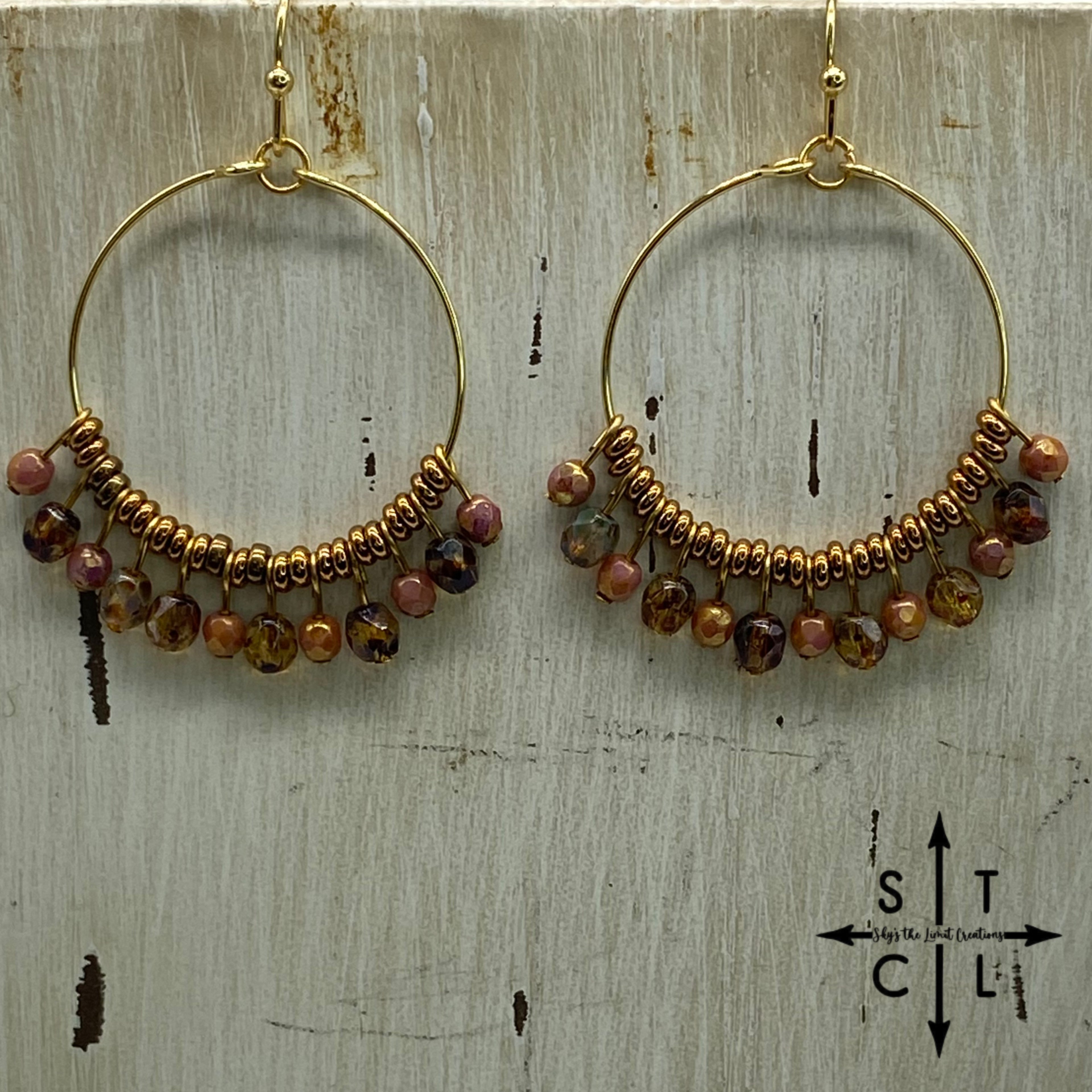 Tortoise Mauve On Gold Rebecca Earrings