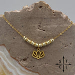 Load image into Gallery viewer, Pearl Off White Lotus Flower Charm Necklace
