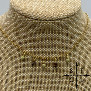 Pearl Green Brown Gold Katy Necklace