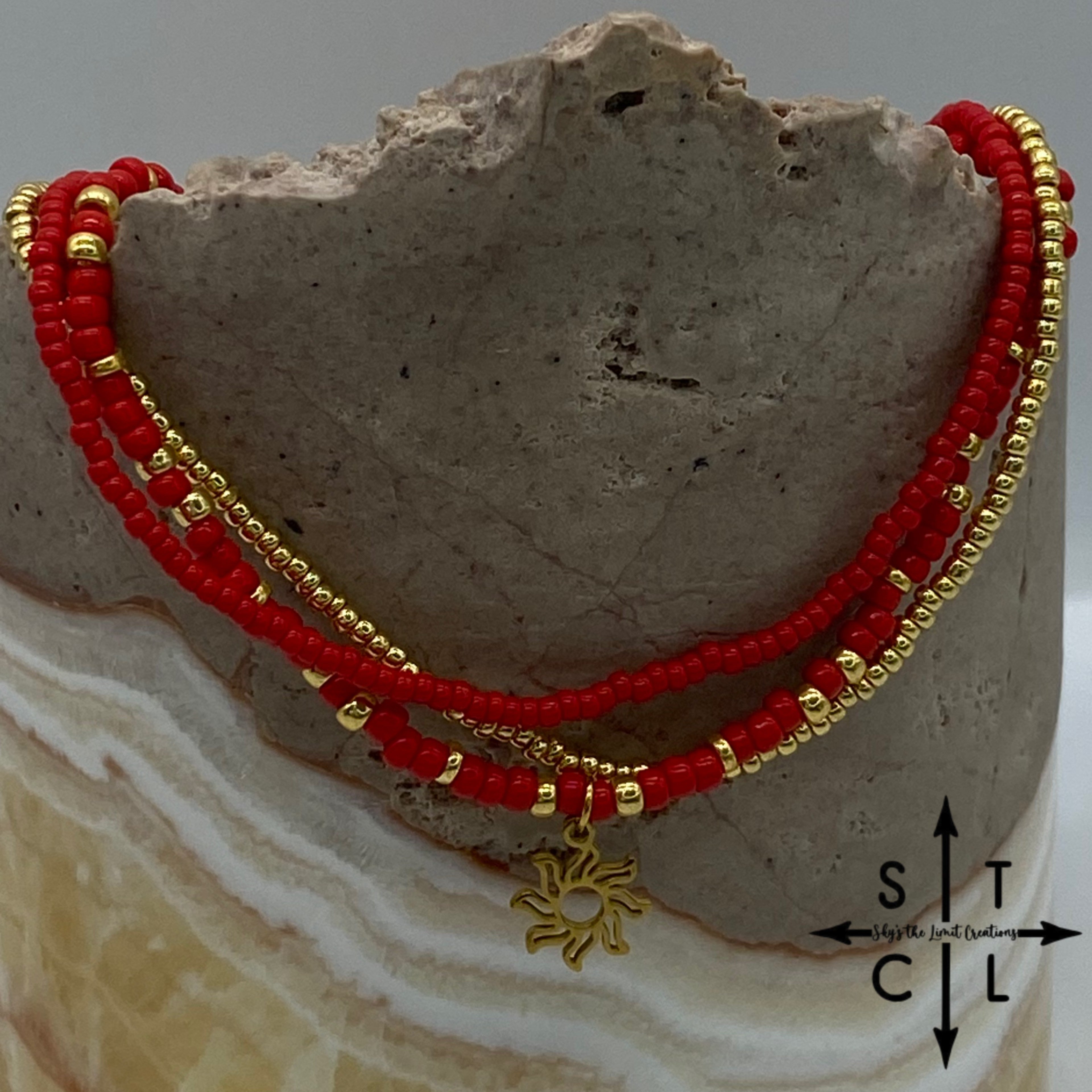 Red Gold Stretchy Anklet