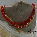 Load image into Gallery viewer, Red Gold Stretchy Anklet
