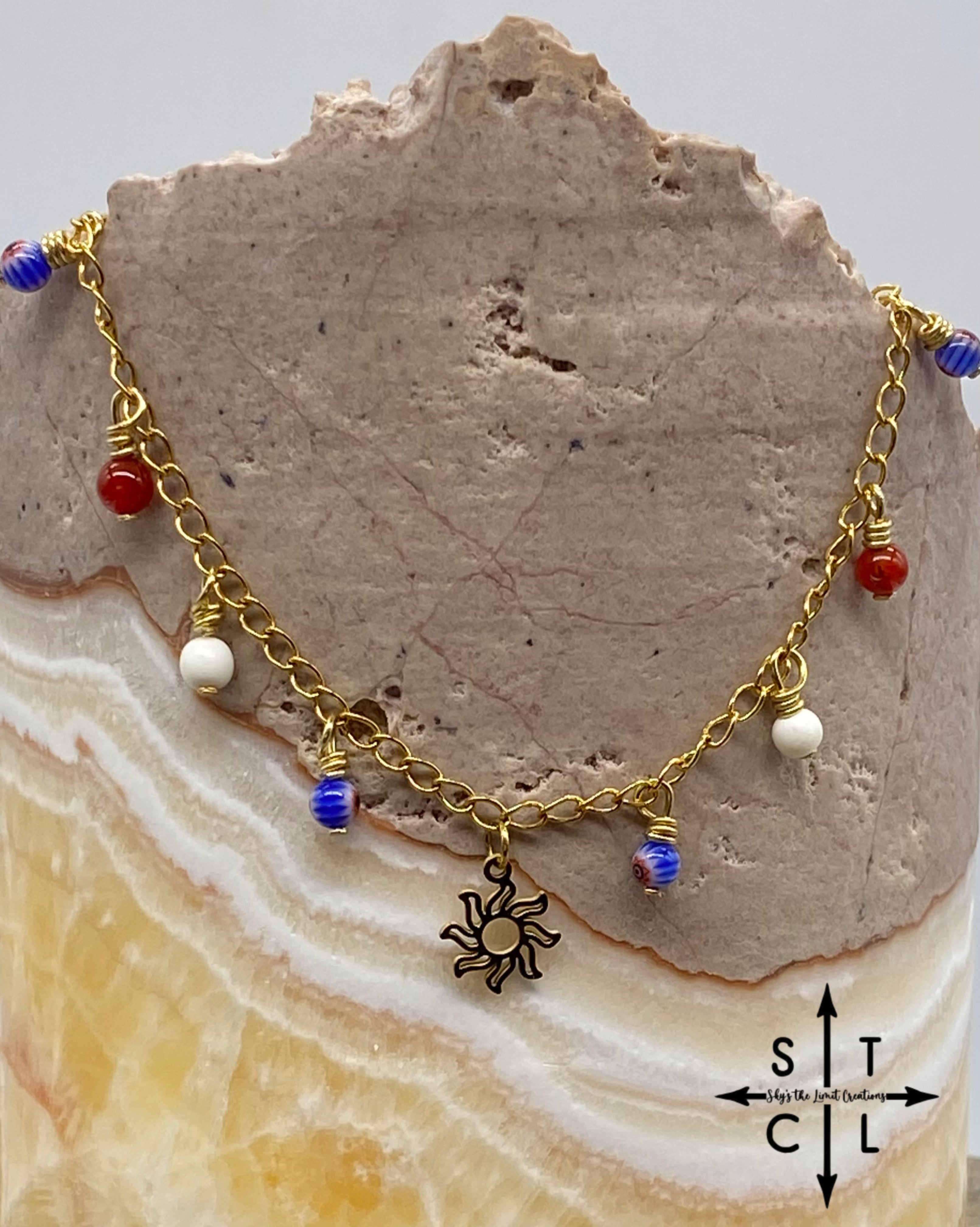 Sun White Orange Blue Gold Katy Anklet