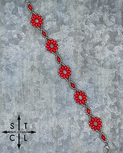 Red Gunmetal Silver Dallis Bracelet