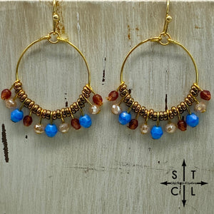 Rebecca Mini Earrings Orange Bright Blue Beige