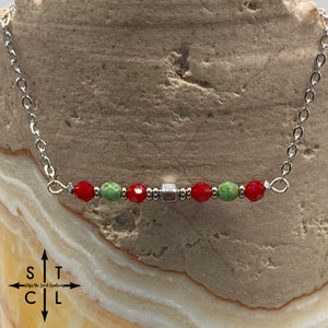 Ruby Green Silver Barbara Necklace