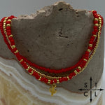 Load image into Gallery viewer, Red Gold Stretchy Anklet
