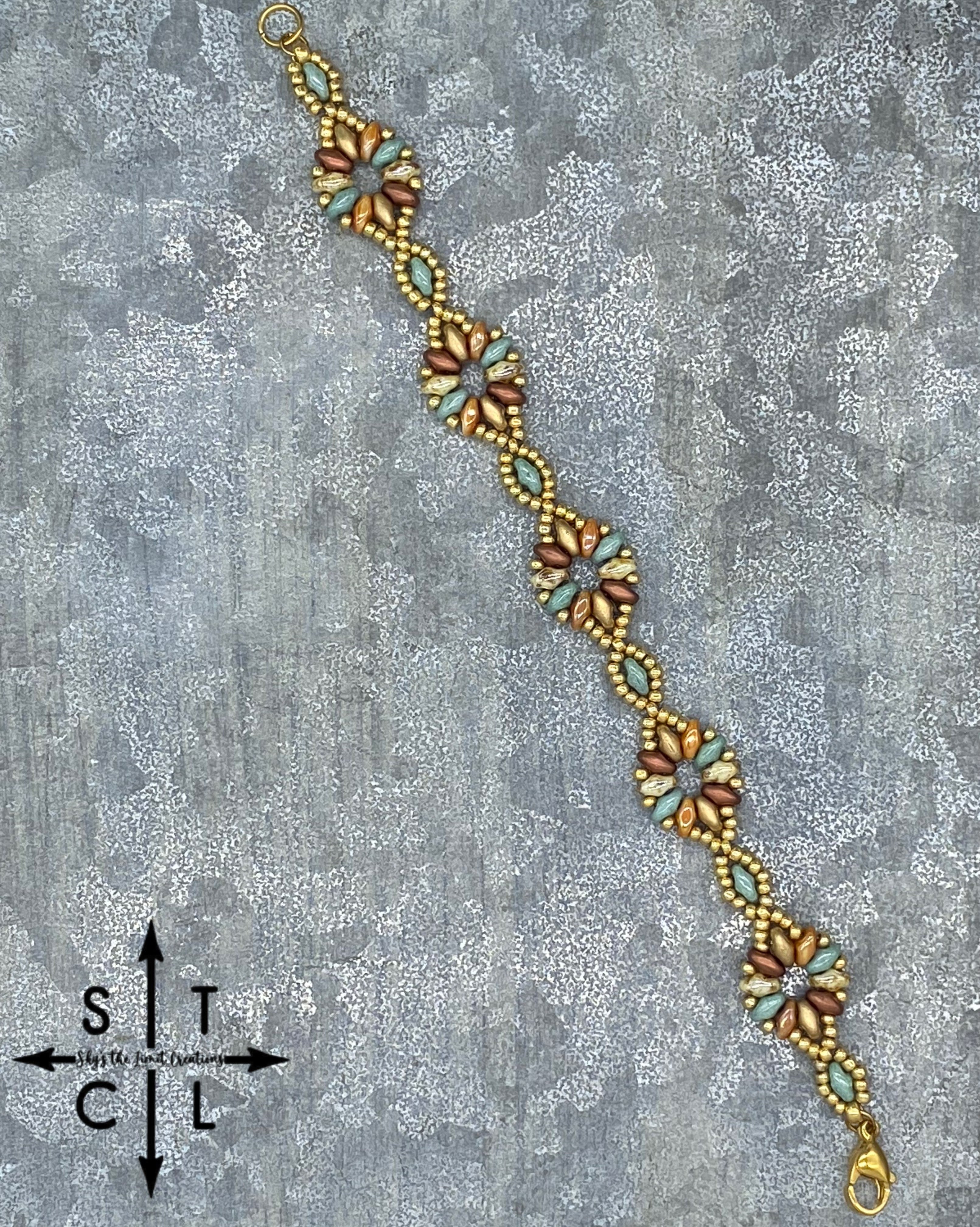 Turquoise Copper Gold Apricot Picasso Bone Gold Dallis Bracelet