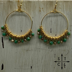 Champagne Light Turquoise On Gold Rebecca Earrings