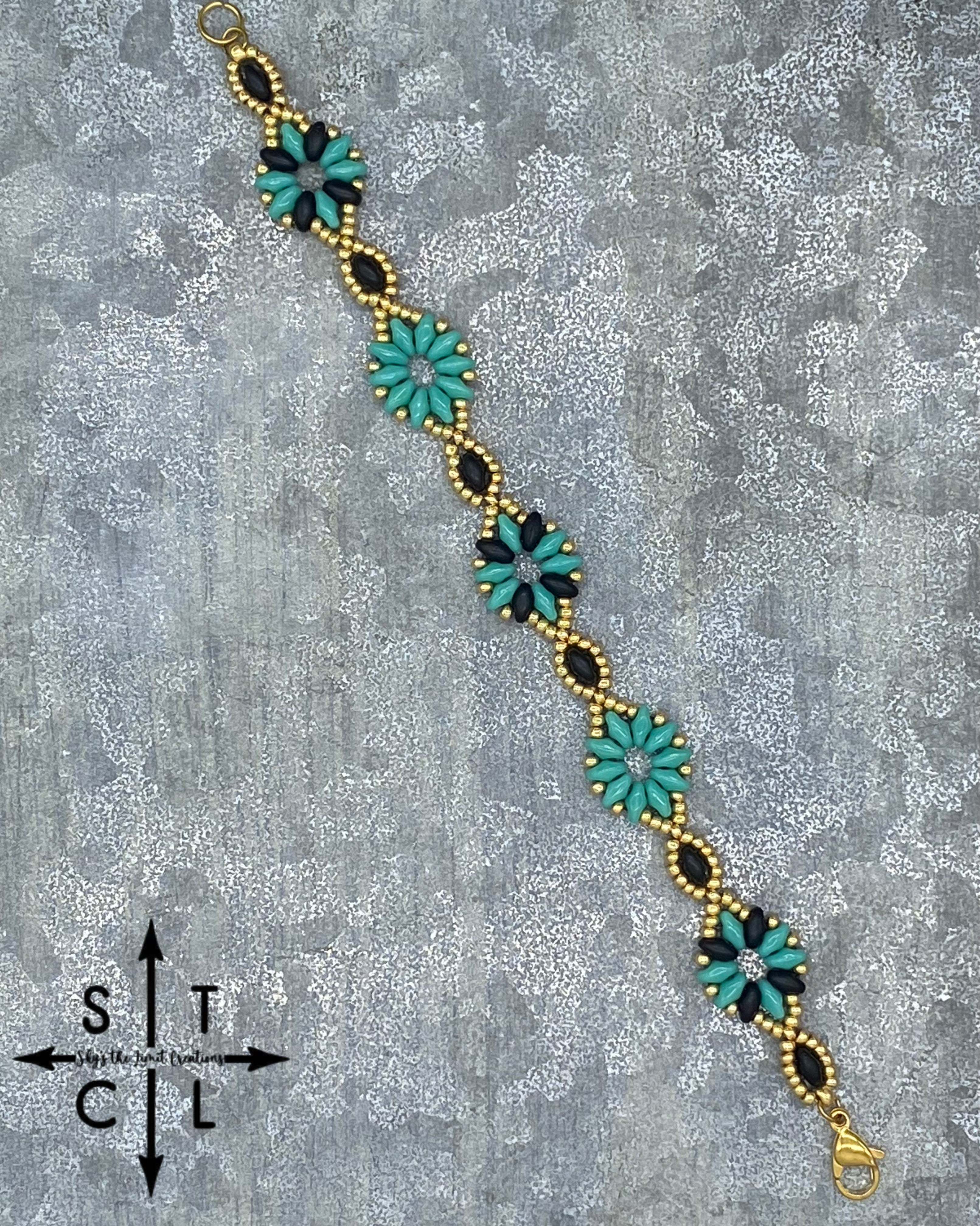 Turquoise Black Gold Dallis Bracelet
