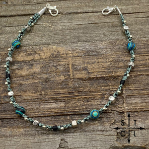 Malachite Turquoise Black Silver Trucker Hat Chain