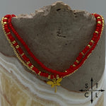 Load image into Gallery viewer, Red Gold Stretchy Anklet
