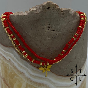 Red Gold Stretchy Anklet