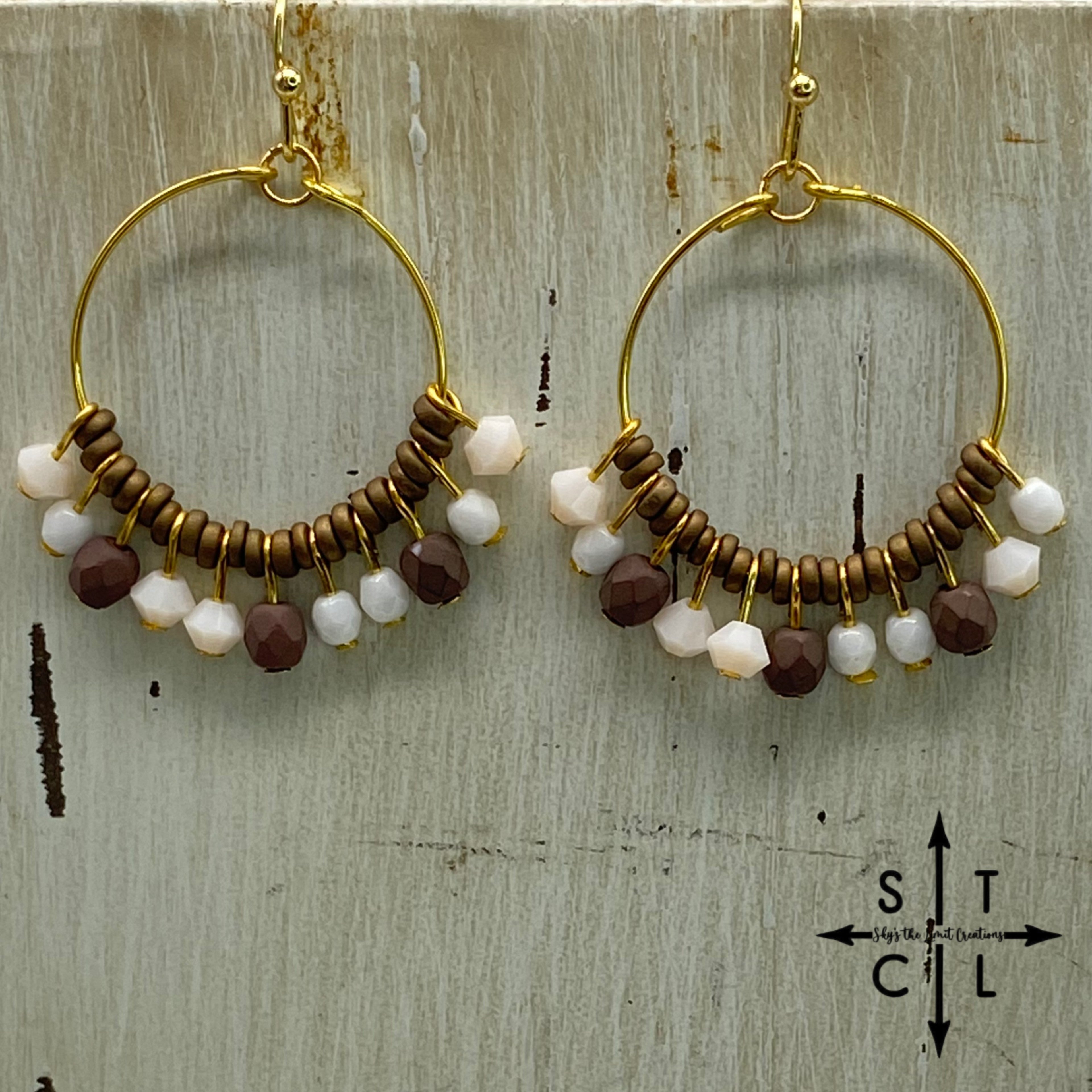 Rebecca Mini Earrings Brown Off White