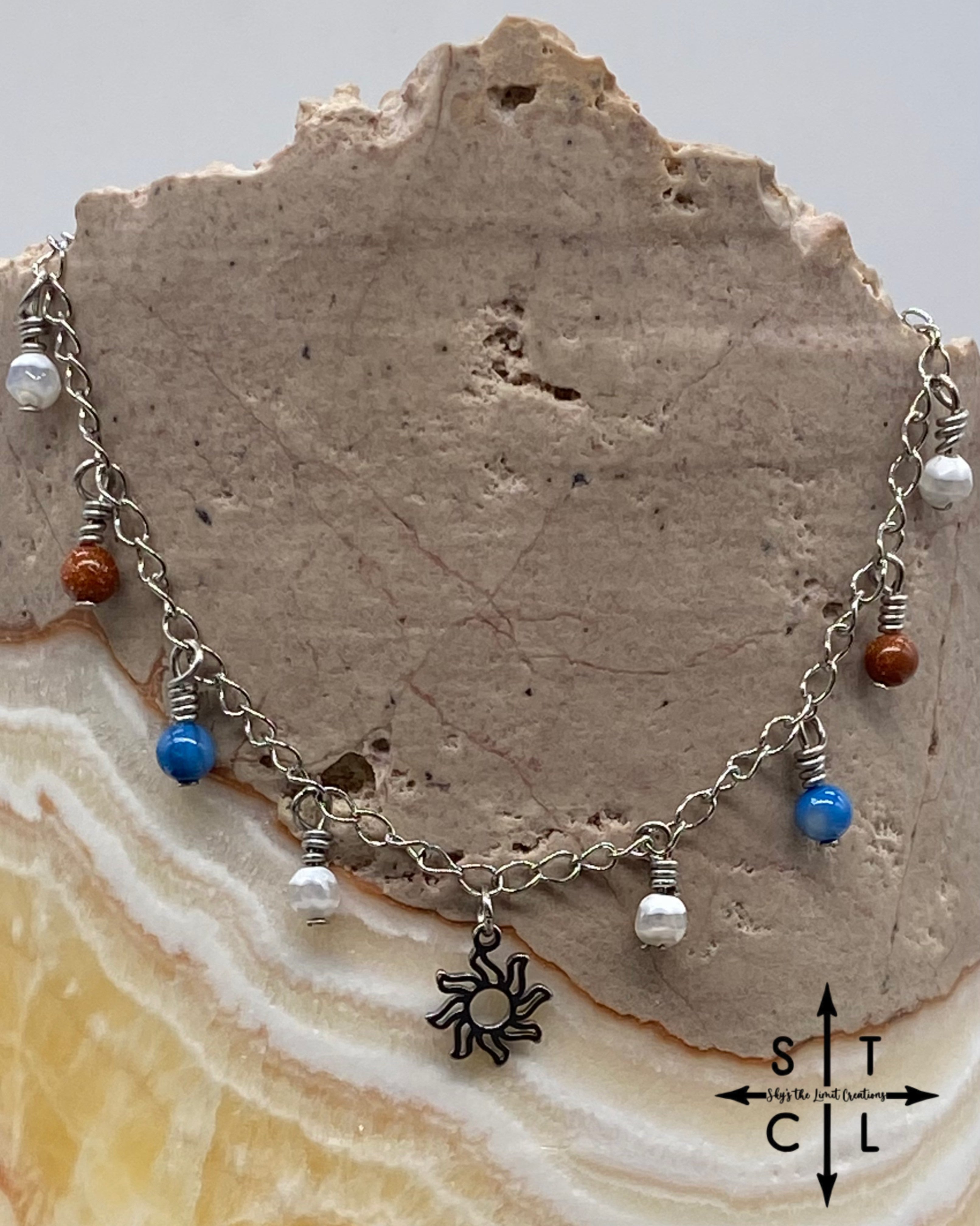 Sun Bright Blue Orange White Gold Katy Anklet
