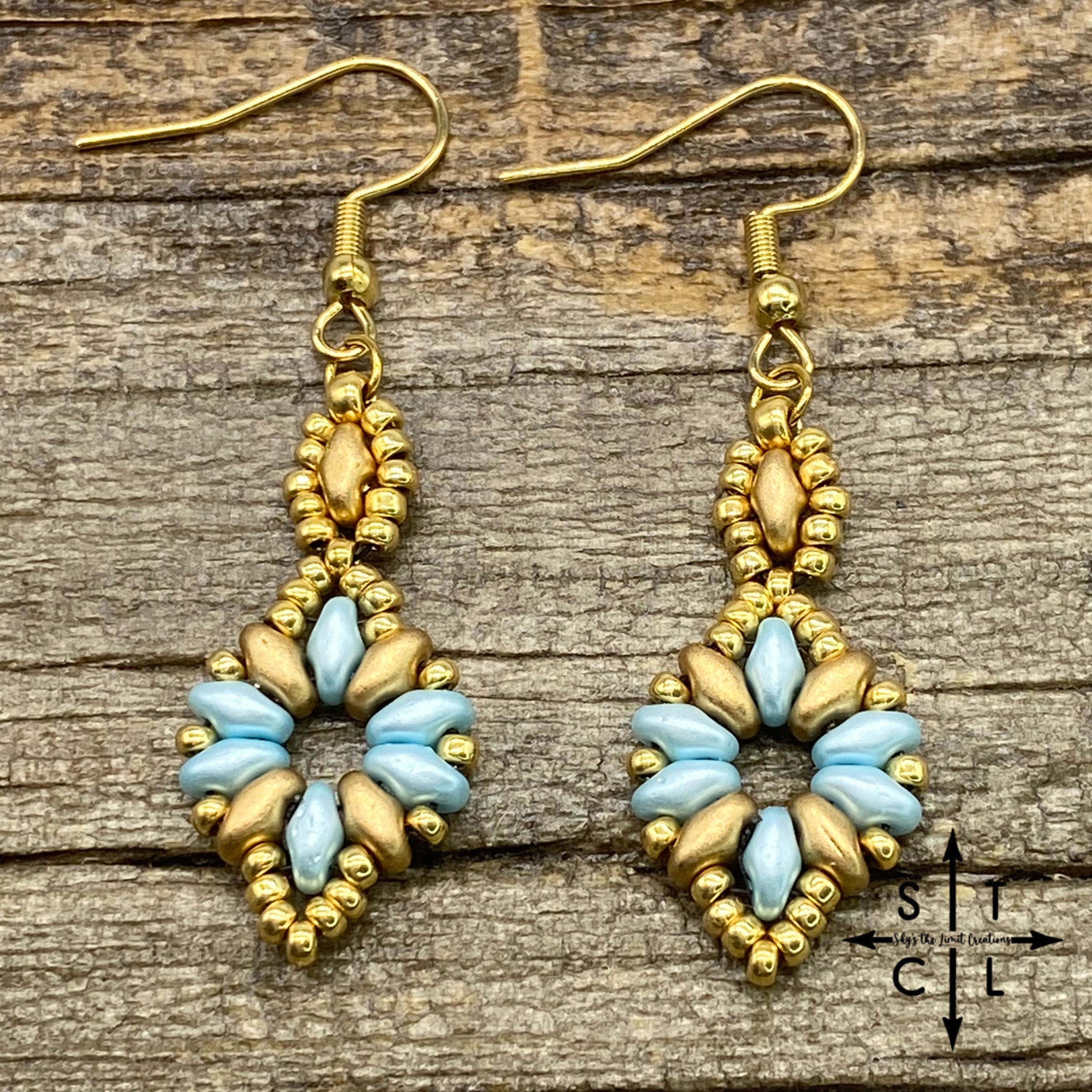 Light Pearl Blue Gold Dallis Earrings
