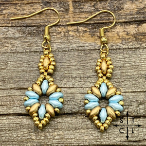 Light Pearl Blue Gold Dallis Earrings