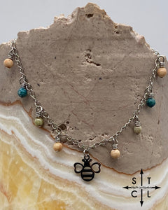 Bee Apricot Light Green Dark Green Katy Anklet
