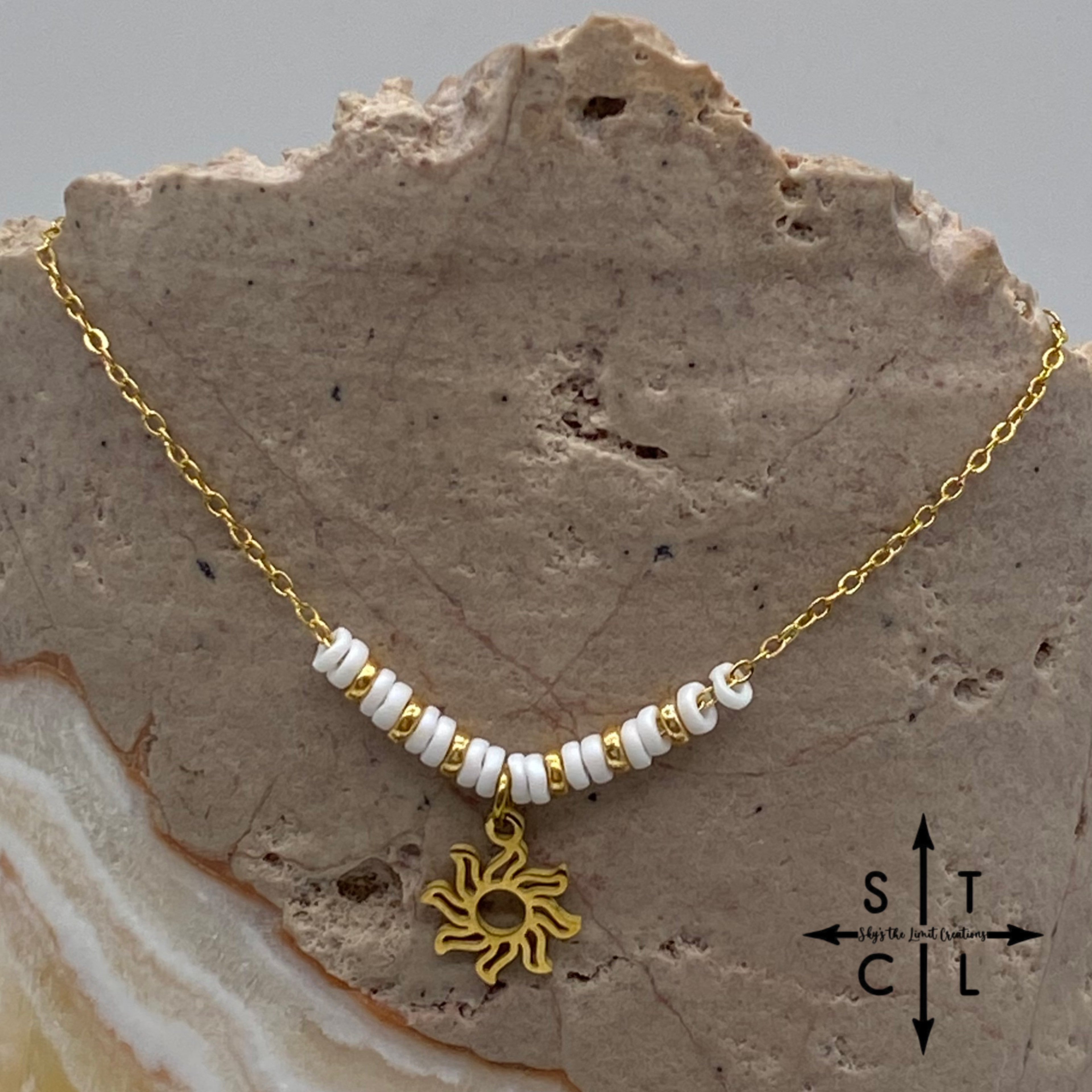 White Sun Charm Necklace