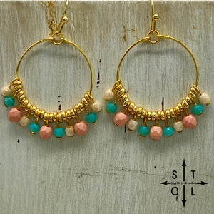 Rebecca Mini Earrings Turquoise Pink Beige