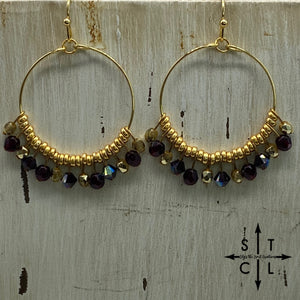 Maroon Gold On Gold Rebecca Earrings