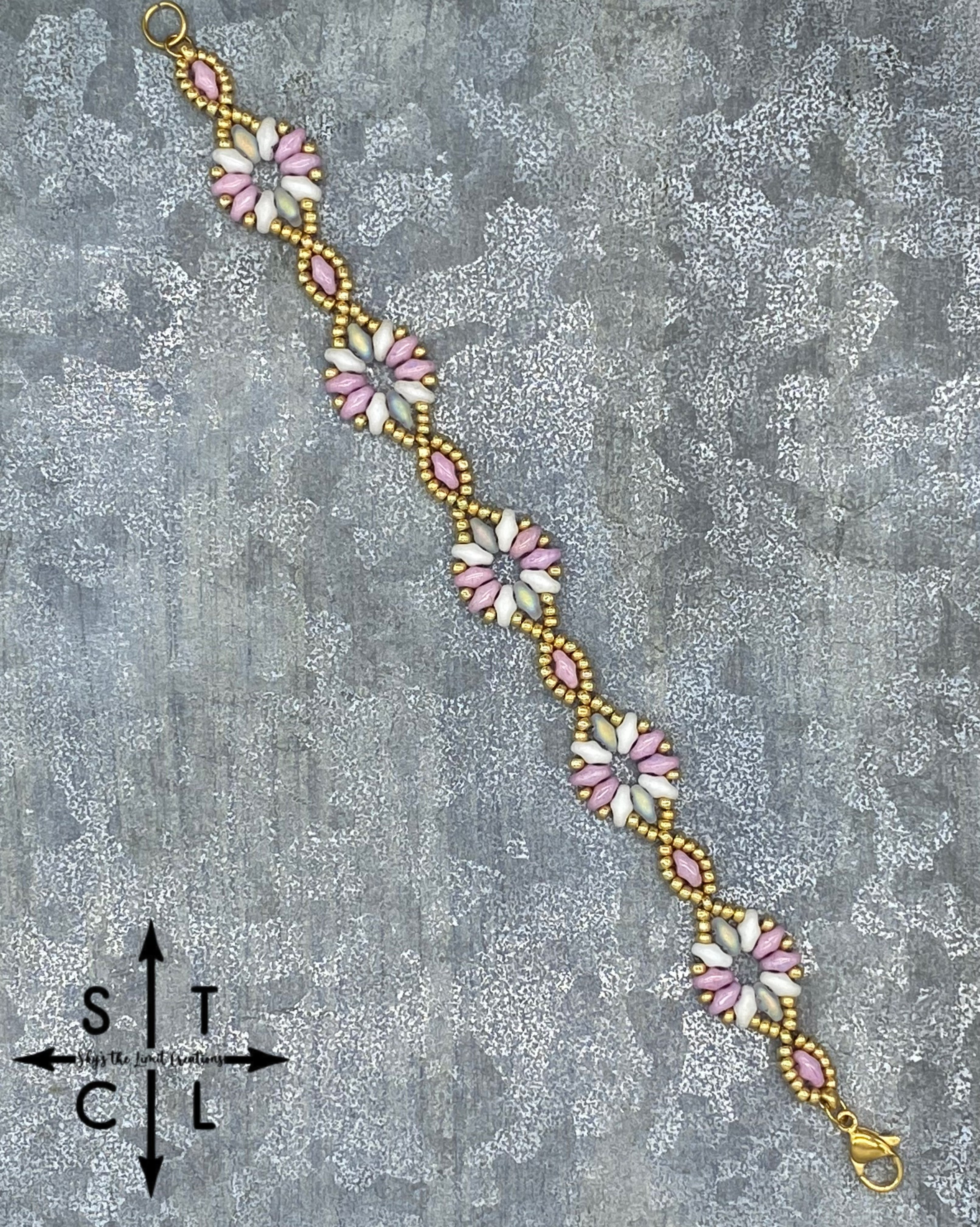 Lilac White Clear Shimmer Gold Dallis Bracelet