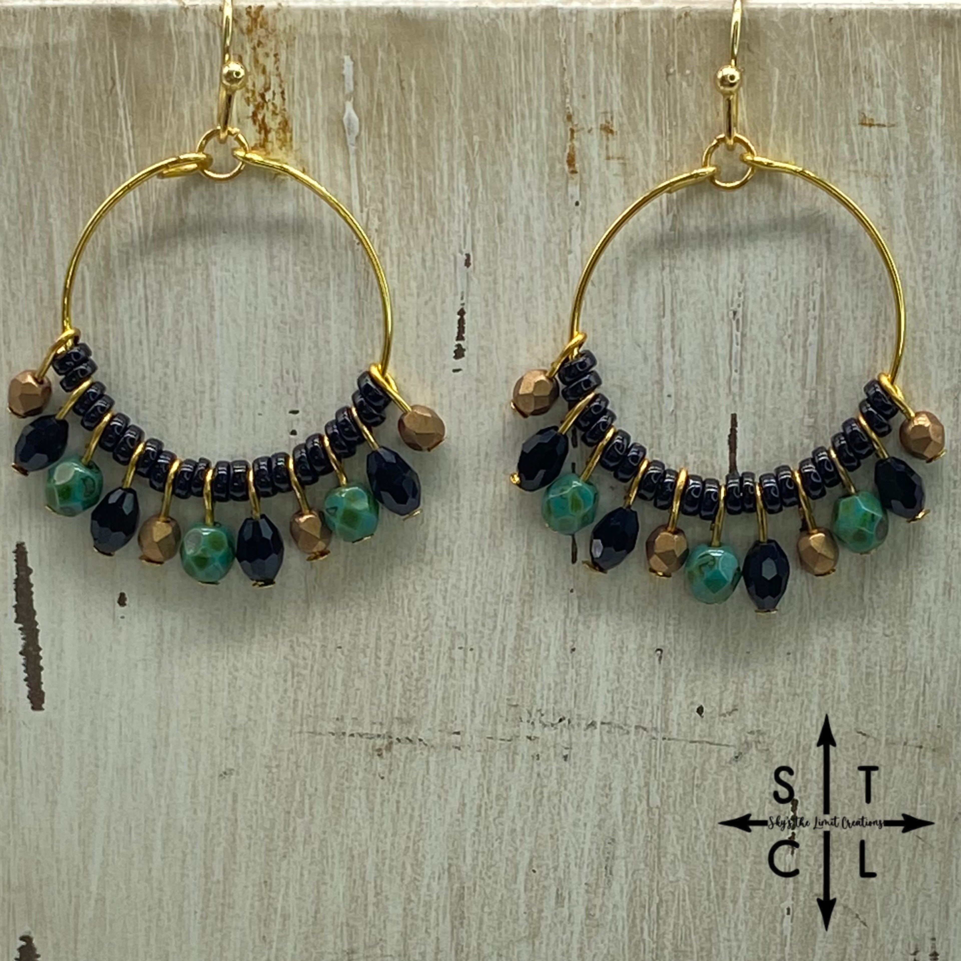 Rebecca Mini Earrings Turquoise Black Gold