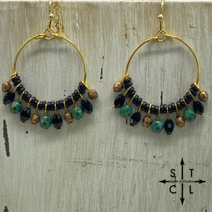 Rebecca Mini Earrings Turquoise Black Gold