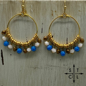 Rebecca Mini Earrings Bright Blue Off White Bronze