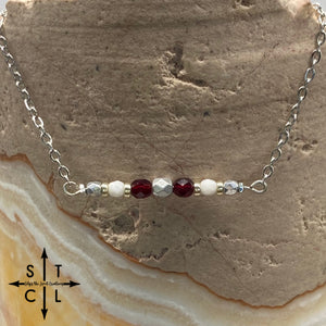Maroon White Silver Barbara