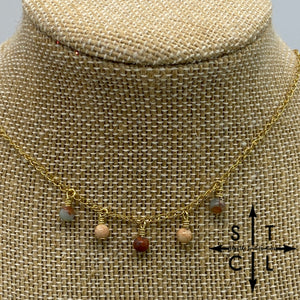Light Peach Burnt Orange Gold Katy Necklace