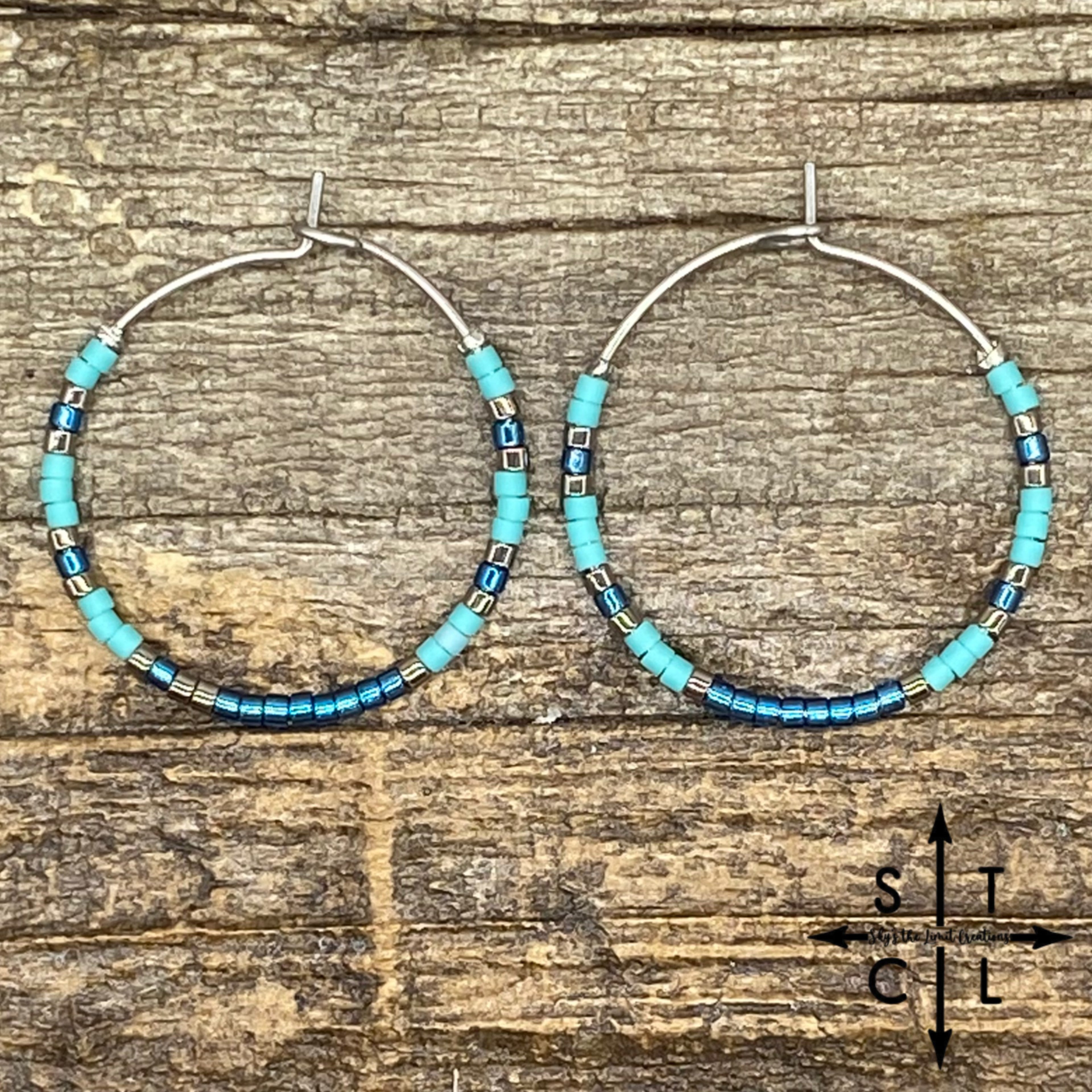Bright Blue Turquoise Amber Earrings