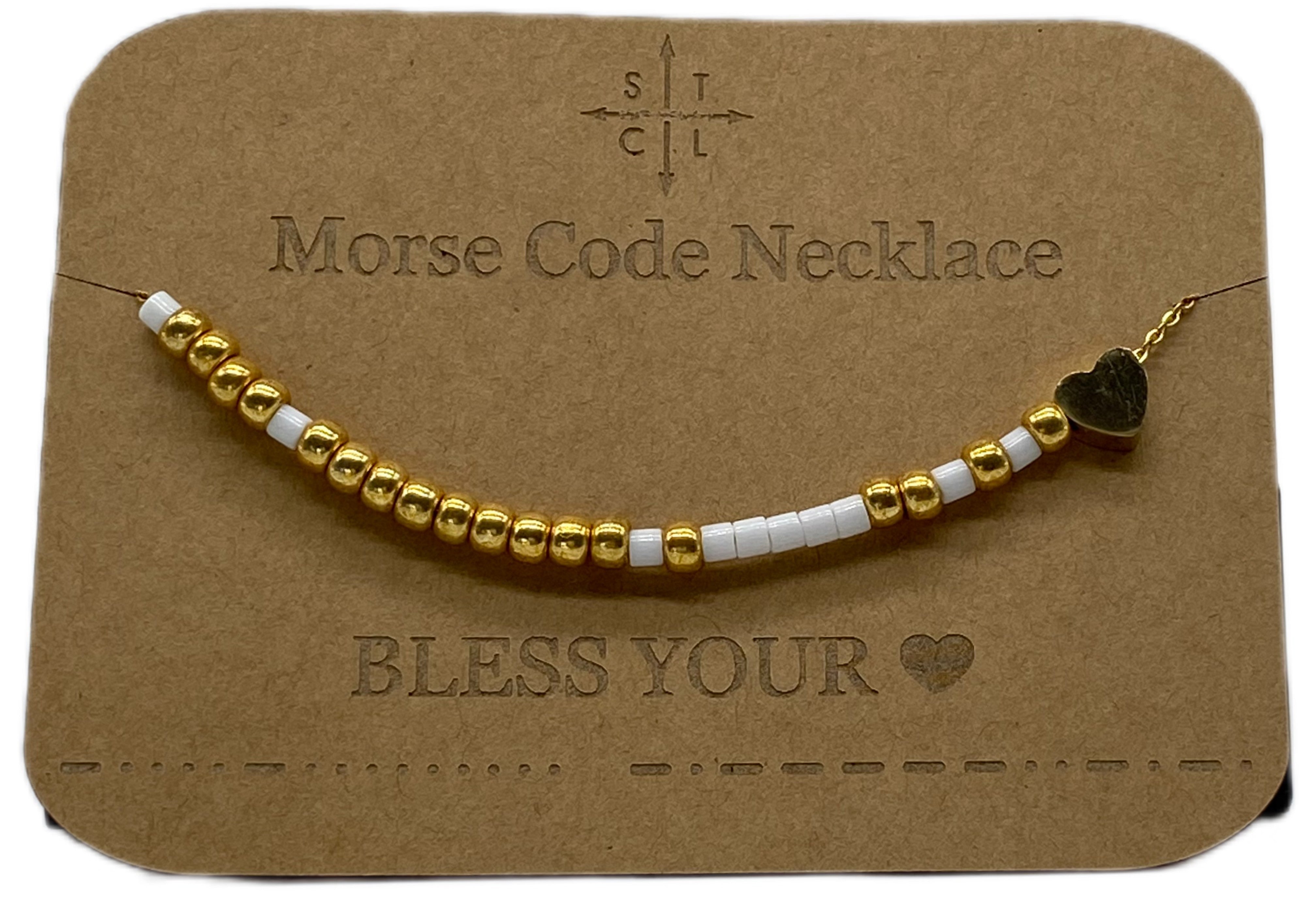 Morse Code Necklace BLESS YOUR🖤 Gold