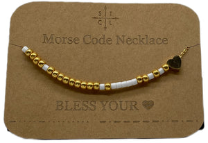 Morse Code Necklace BLESS YOUR🖤 Gold