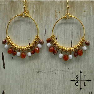 Rebecca Mini Earrings Burnt Orange White